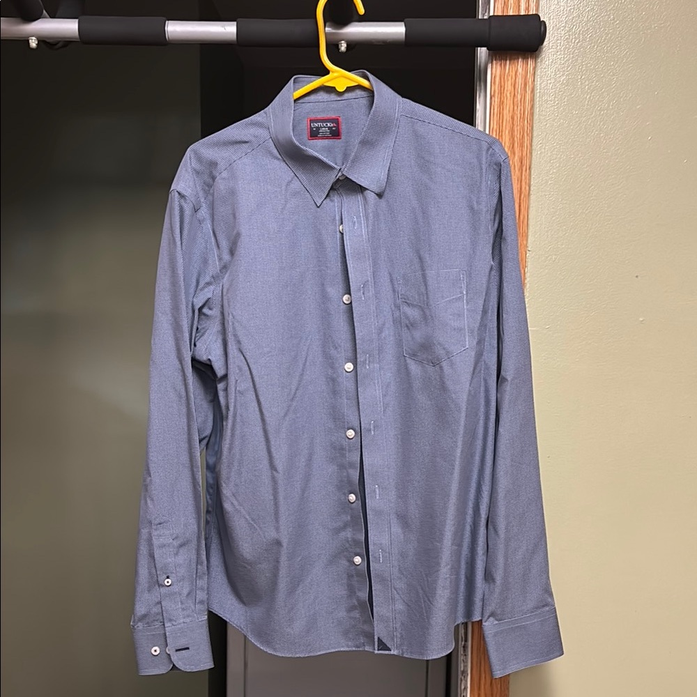 Untuckit bluish grey button down